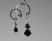 Black Hole v6: Black and grey Swarovski crystal wire wrapped industrial necklace