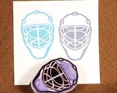 Hockey Mask Rubber Stamp - Hand Carved Rubber Stamp