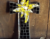 Mosaic Black Cross with Sun in Center