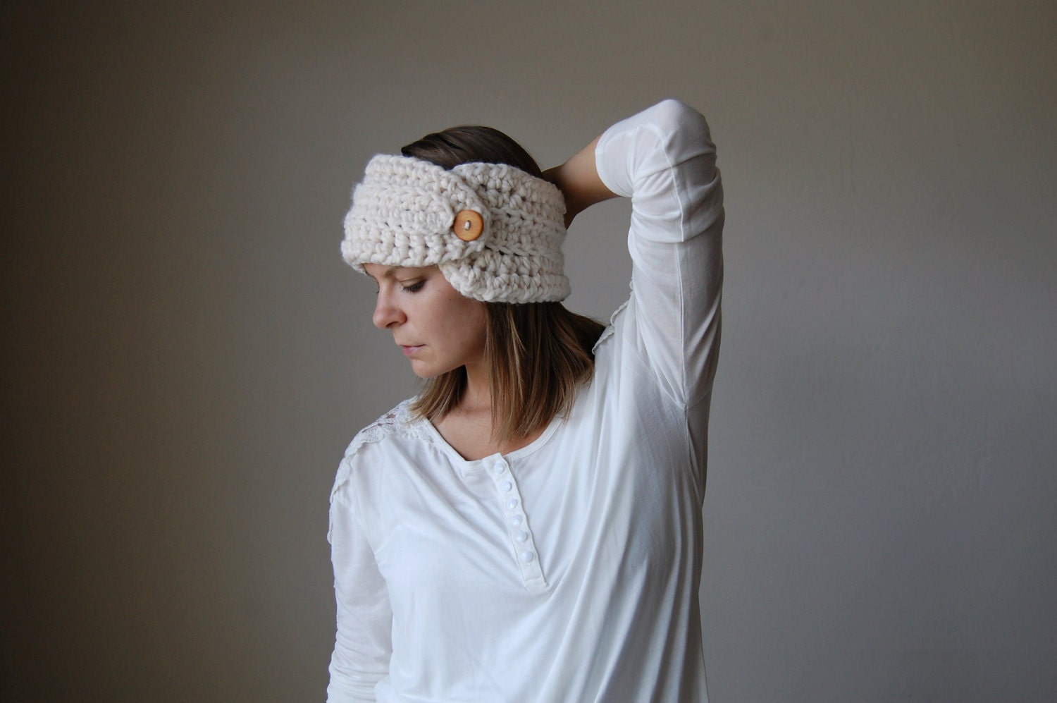 chunky wood button headband / the roanoke / fisherman