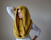 chunky infinity scarf shawl hood / the montana / citron