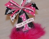 Hot Pink and Black Rock Star Baby Party Hat