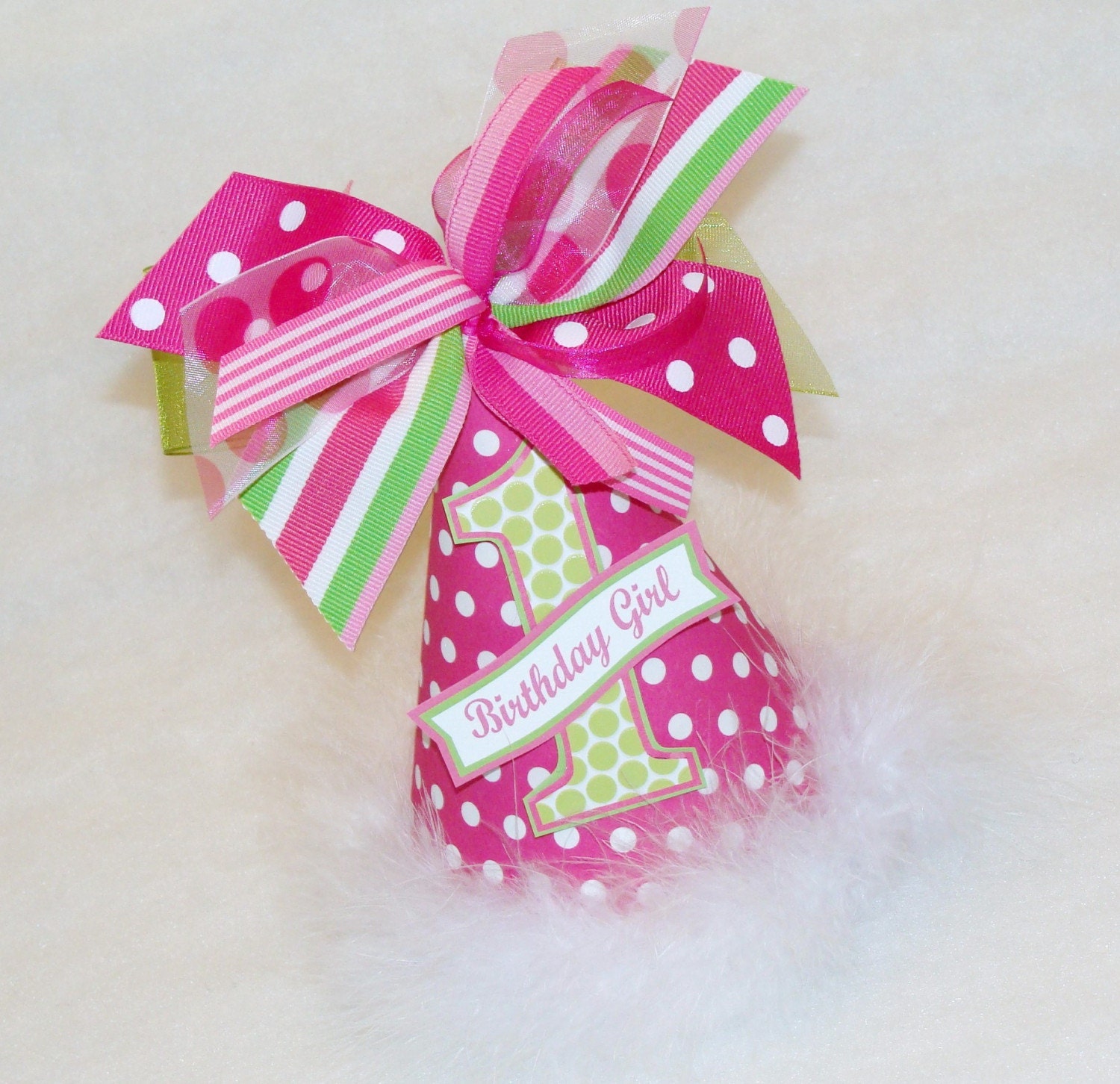 Hot Pink and Lime Green Party Hat