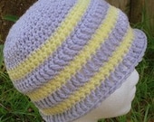 Crocheted  Purple and Yellow Stripe Hat