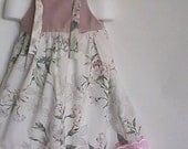 Toddler Girl Upcycled Clothing. Forget Me Knot Upcycled Dress. Ribbons and Lace. Size 3T.