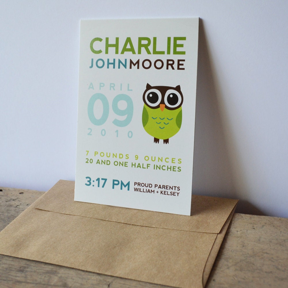 4x6 Custom Birth Announcements RESERVED for Christine