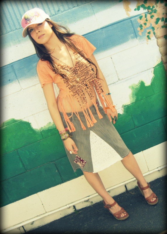 LOVE Hippie Recycled Hurley Vintage Denim Mini Skirt