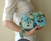 Pleated Wristlet Pouch - Joel Dewberry Modern Meadow - Dogwood Bloom in Pond