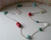 Sale - Amazonite, Coral and Jade Necklace
