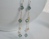 Jade and Champagne Crystal Earrings