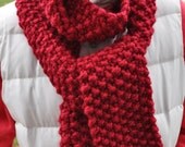 Chunky Red Scarf - Womens Knit Winter Scarf - Mens Warm Scarf - Ladies Extra Long Neckwarmer in Cranberry