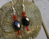 Red and Black Earrings  Agate Onyx Passion