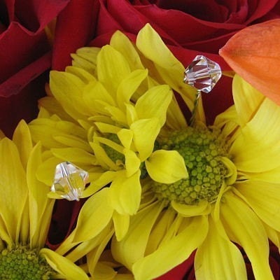 Crystal Bouquet Jewelry Wedding Flower Jewels 8mm Bicone Clear or Iridescent 25 stems
