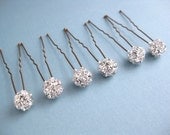 Bridal Rhinestone Hair Pins Bobby Pins Bling 10mm large Silver Clear set of 6 by NorthwestBridal