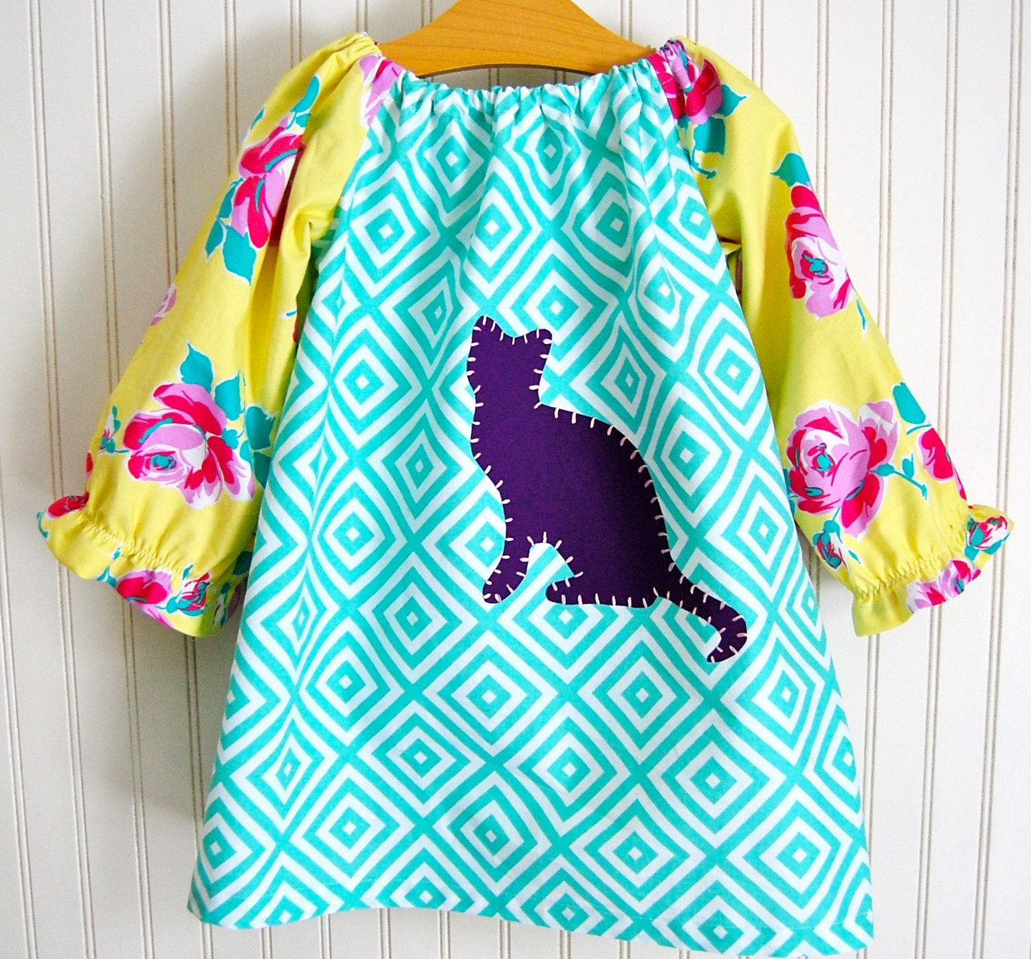 Kitty Cat Dress - Long Sleeve Peasant Dress Size 12-18 MOS by The Trendy Tot