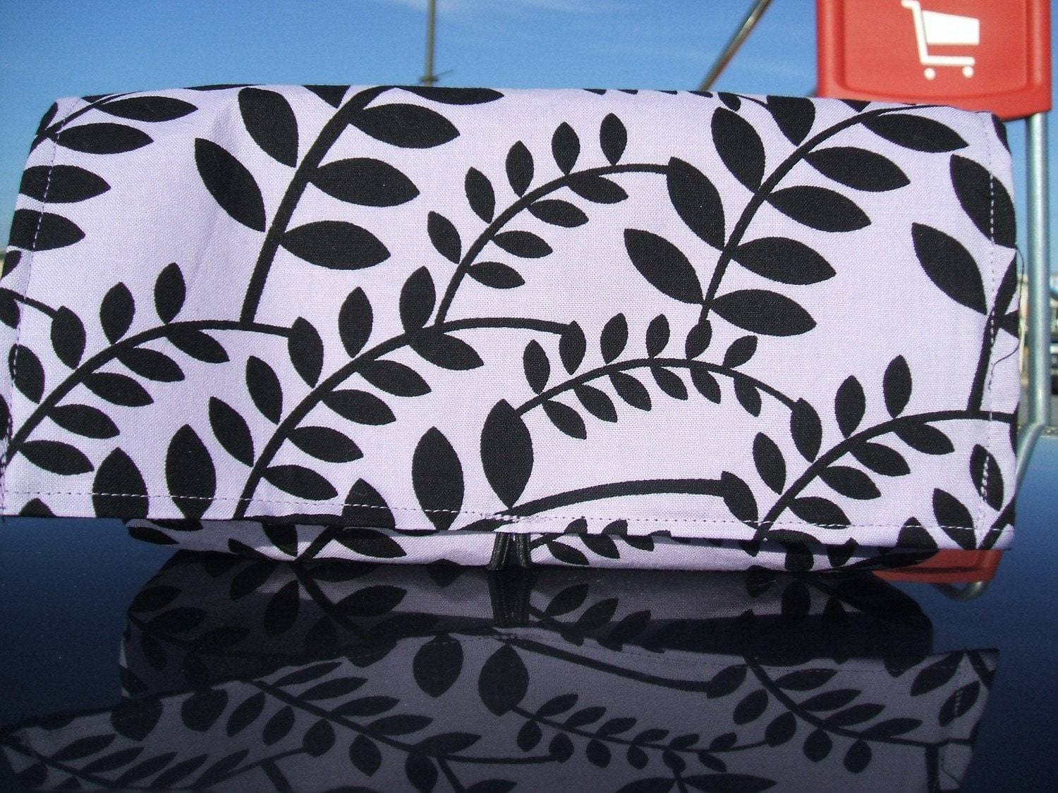 Coupon Organizer Holder Fabric Lilac and Black Branches
