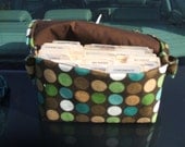 Mega Large Coupon Organizer Moss and Brown Dots Duck Fabric