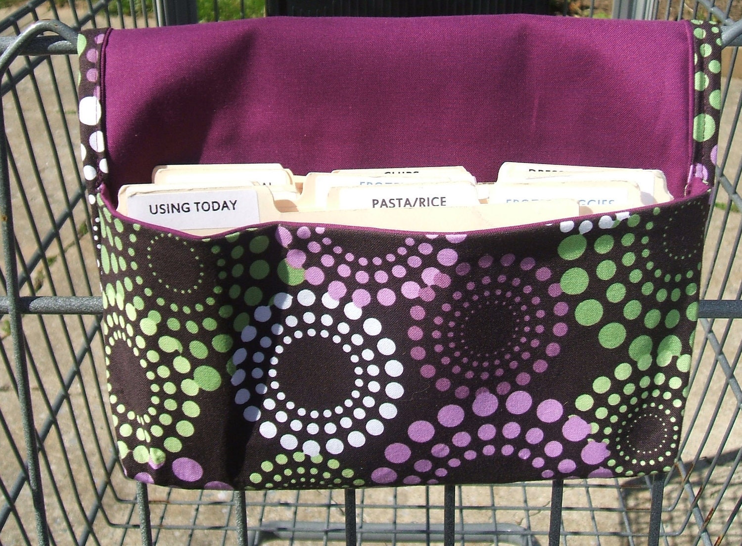Coupon Holder Organizer Purple and Green Dots Fabric