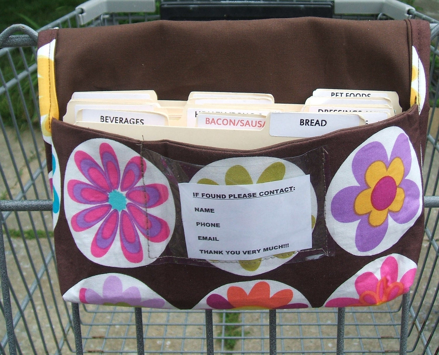 Coupon Organizer Holder Big Daisy Bright Floral Multi Colored Fabric