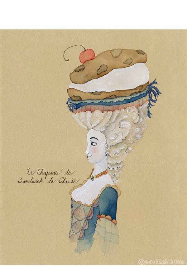 Le Chapeau du Sandwich de Glacee             -8x10 watercolor print-