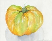 Heirloom Tomato Yellow Tomato Kitchen Art Watercolor Print