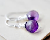 Amethyst Jewelry Amethyst Earrings Grape Drop Amethyst Earrings February Purple Silver Dangle