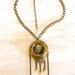 Jules Verne Steampunk Pendant with brass Cogs and Crystals- a tribute to one of my favorite authors