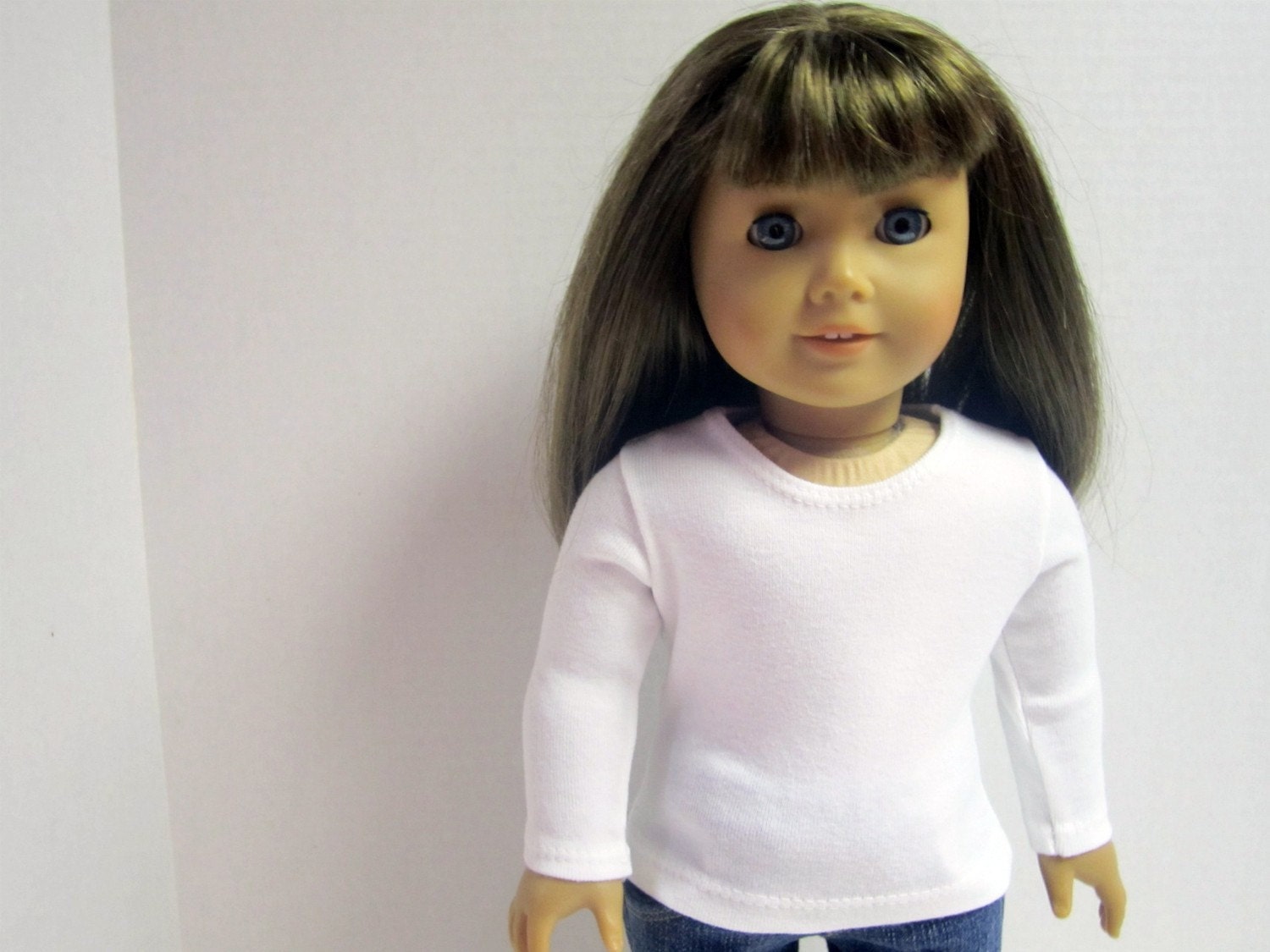 American Girl Doll Fitted  White Long Sleeved Tee by Crazy For Hue