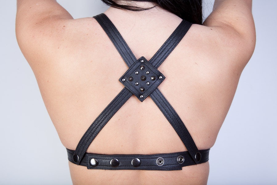 Full Stud Leather Bra