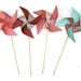 8 Large Twirlable Pinwheels Raspberry Robins Egg Tiffany Blue Polkadots Gourmet Vintage Photo Props Spinning ooak
