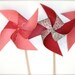 8 Large Twirlable Pinwheels Raspberry Robins Egg Tiffany Blue Polkadots Gourmet Vintage Photo Props Spinning ooak