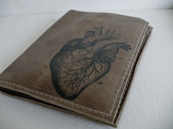 leather wallet billfold men card slots custom for you anatomical heart