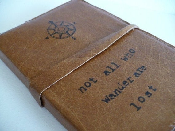 leather journal handprinted custom for you