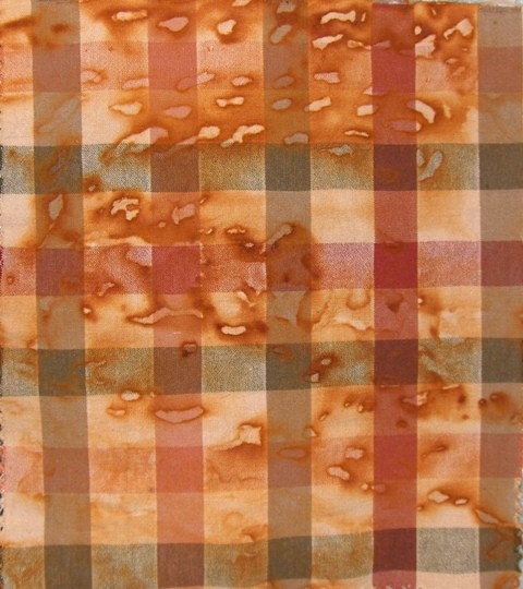 Hand Dyed Fabric-Rust Dyed on Country Plaid 8  free shipping within USA