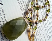 Jade, River Stone, Silver, Beaded Necklace, Jewelry