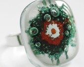 Glass Fused Ring SPRING, Fused Glass Jewelry