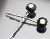 Glass Bobby Pin Set GREEN DELIGHT, Hair Accessories Glass Jewelry