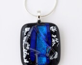 Fused Glass Pendant TRUE COLOURS ,Fused Glass Jewelry, Dichroic Fused glass Pendant, Glass Necklace, Snake Chain