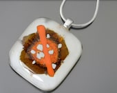Fused Glass Pendant Necklace VICTORIA, Fused Glass Jewelry, Dichroic Fused glass Pendant, Glass Necklace, Snake Chain
