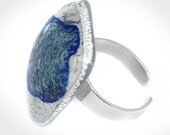 Fused Glass Ring BLUE POTION, Fused Glass Jewellery