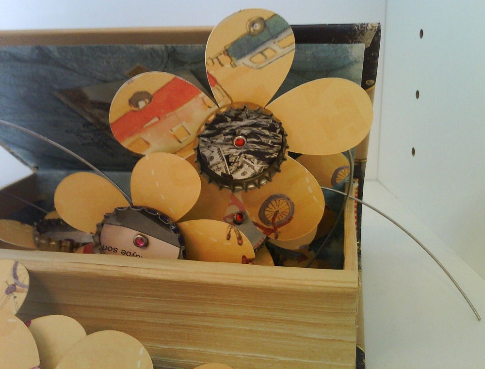 Handmade Transportation Bottlecap Flower Magnets