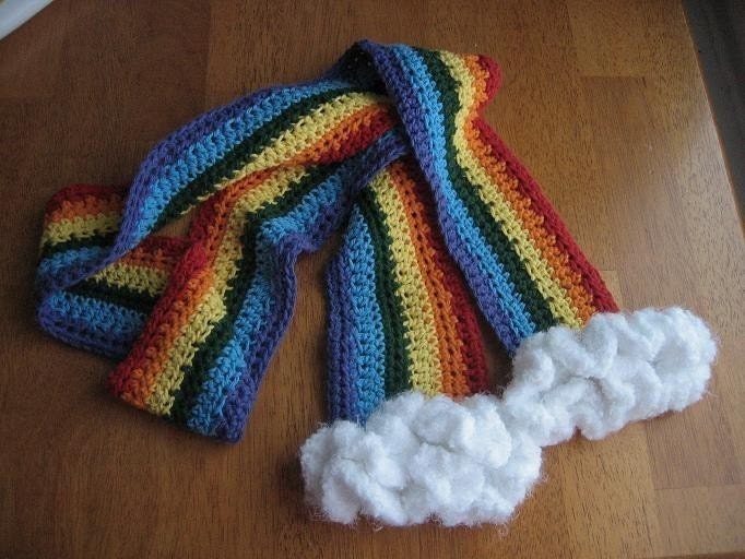 Rainbow Scarf with Clouds