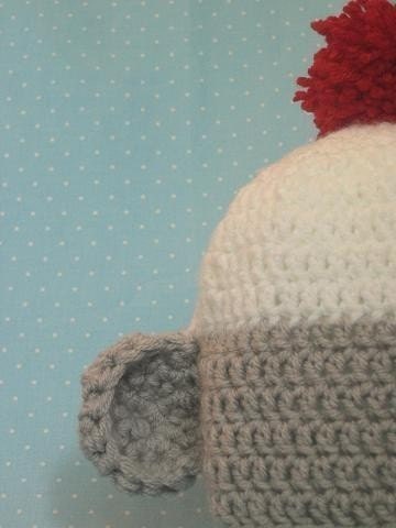 Sock Monkey Hat, a baby hat/ beanie 6 to 12 months