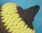 Bumble Bee Hat, Black and Yellow Stripes and a Stinger, Baby 6 to 12 months