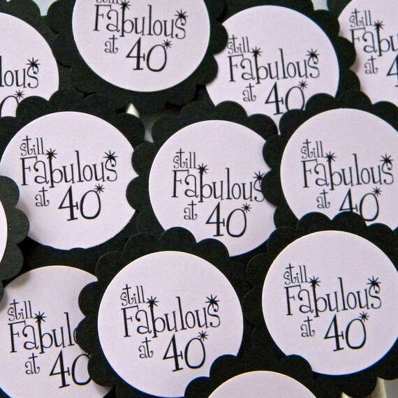 40th Birthday Cupcake Toppers - Still Fabulous at 40, Pink and Black, Set of 12 Il_570xn
