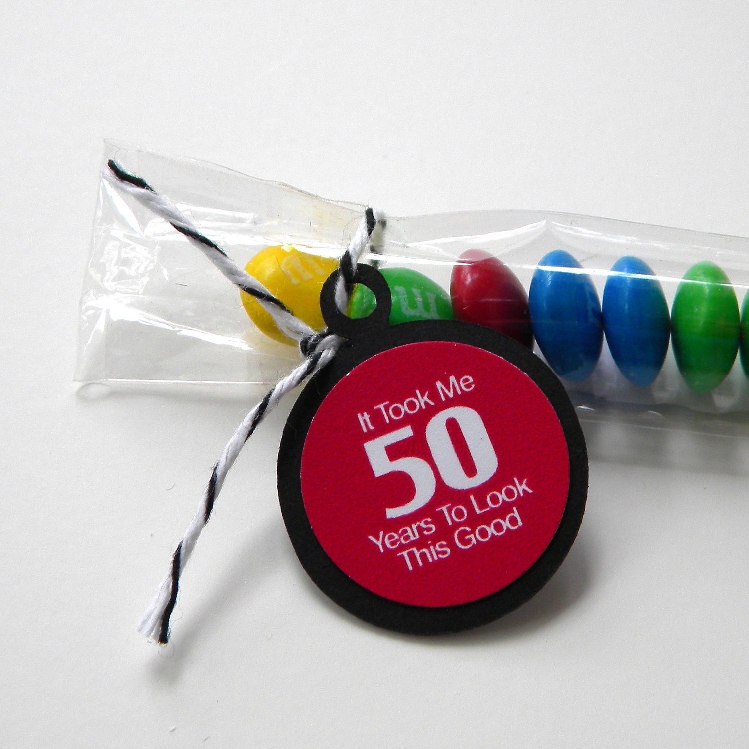 50th Birthday Candy Treat Bag Favors - It Took Me 50 Years to Look This Good, Black, Cherry Red Il_570xn