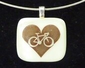 Love to bike fused glass pendant - LotsaShimmer