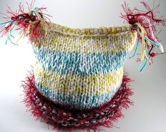 Jester Newborn Baby Hat Photo Prop in Turquoise, Red, Yellow and White