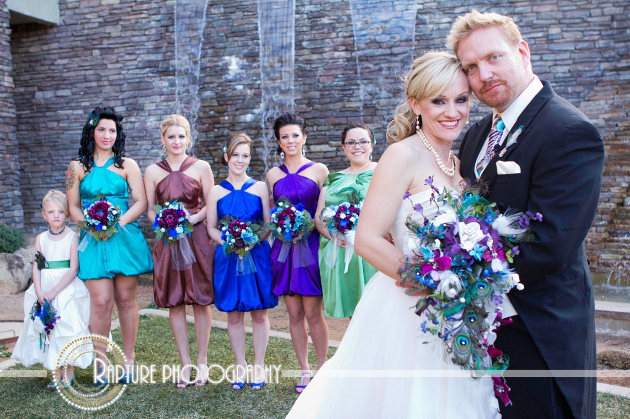 Glorious Peacock Garden Cascade Bridal Bouquet custom created for you