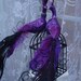 CUSTOM Kissing Peacock Lovebird pair cake topper in PURPLE and BLACK  with Lighted Birdcage